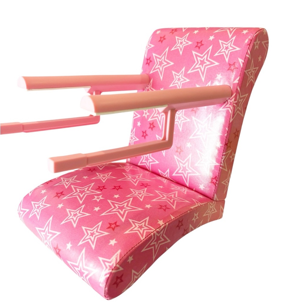 American Girl Pink and White Doll Treat Seat with Star Patterns